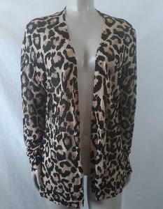 LOFT leopard animal print open cardigan